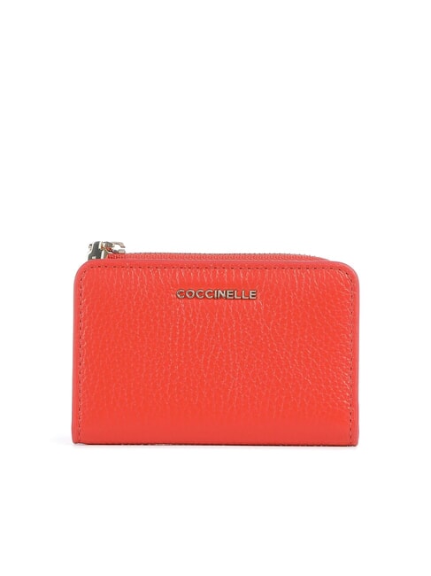 COCCINELLE METALLIC SOFT Tarjetero de piel gazpacho - Carteras Mujer