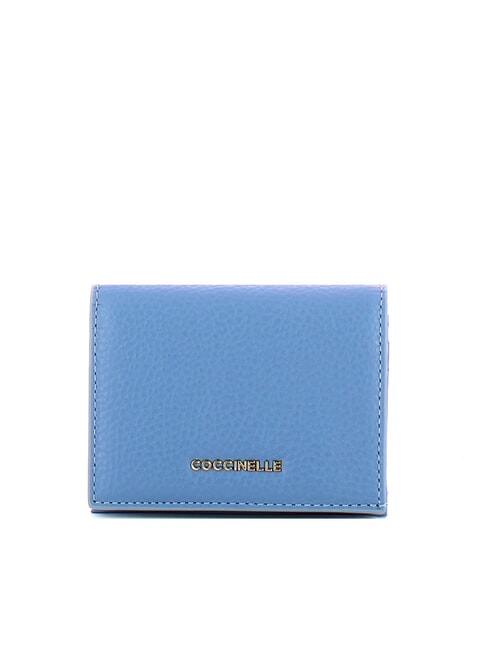 COCCINELLE METALLIC SOFT Cartera pequeña de piel azul - Carteras Mujer