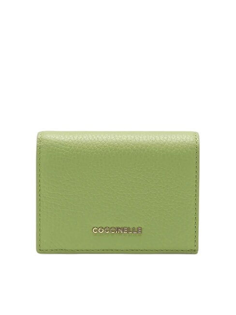 COCCINELLE METALLIC SOFT Cartera pequeña de piel guacamole - Carteras Mujer