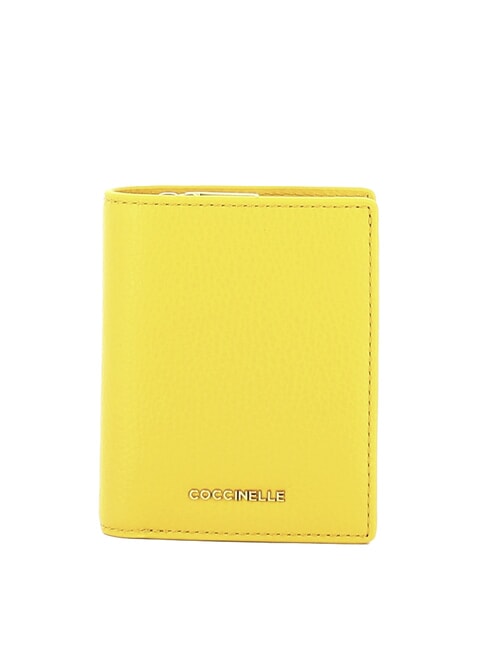 COCCINELLE METALLIC SOFT Cartera compacta de piel martillada soleado - Carteras Mujer