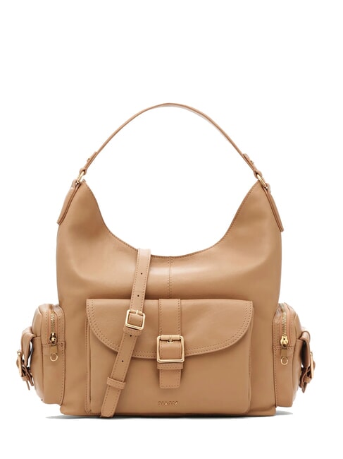BIASIA FACTOR Bolso de hombro cargo de cuero camello - Bolsos Mujer