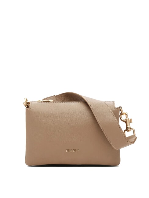 BIASIA FEATHER SMALL Bolso bandolera pequeño de piel gris pardo - Bolsos Mujer