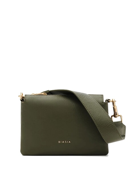 BIASIA FEATHER SMALL Bolso bandolera pequeño de piel musgo - Bolsos Mujer