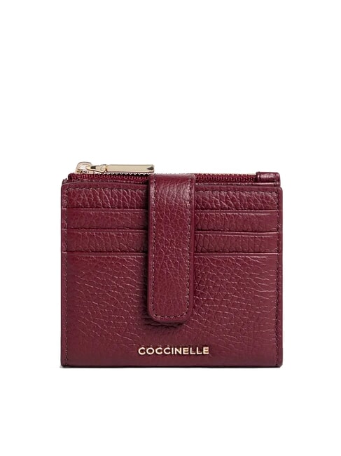 COCCINELLE METALLIC SOFT Cartera mini de piel grosella - Carteras Mujer