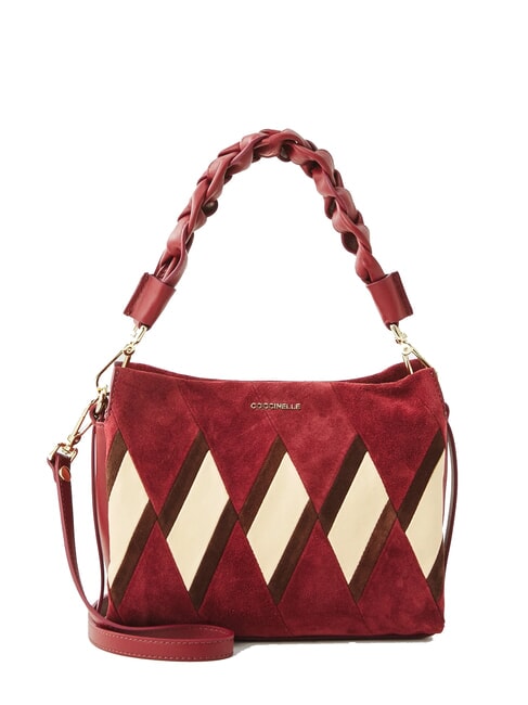 COCCINELLE BOHEME NEW GEOMETETRIC PATCH Bolso de mano de piel de ante con bandolera mul.ribes/grosellas - Bolsos Mujer