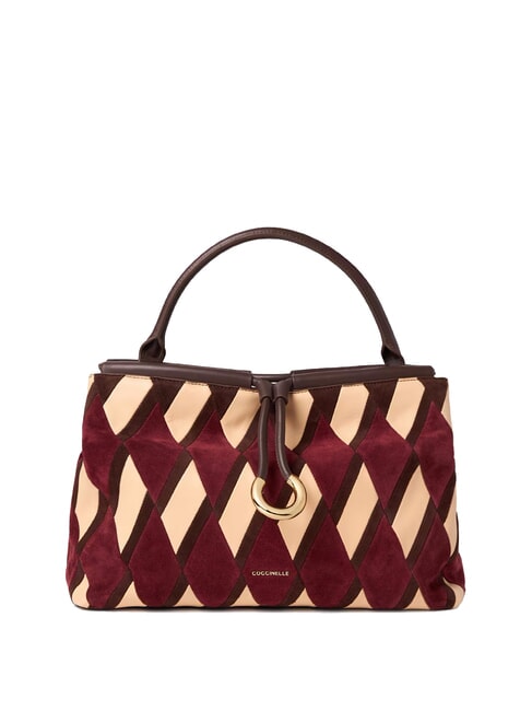 COCCINELLE LISBET GEOMETRIC PATCH Bolso de piel con bandolera multigrosella/moreno - Bolsos Mujer