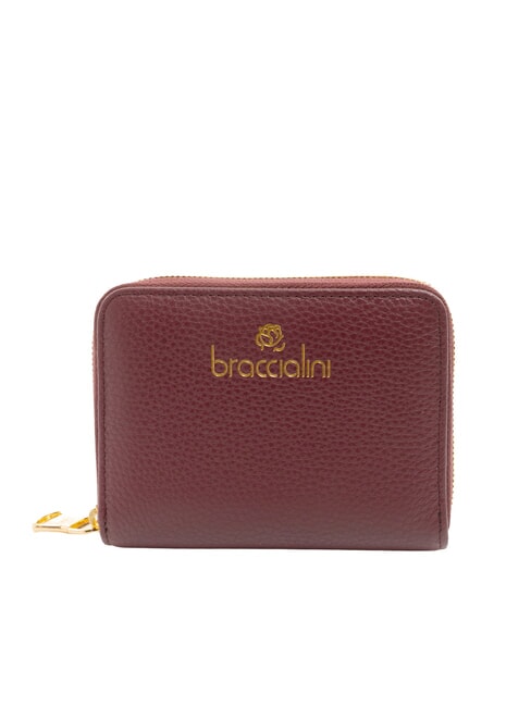 BRACCIALINI BASIC Cartera pequeña de cuero con cremallera borgoña - Carteras Mujer
