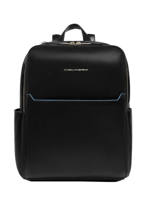 PIQUADRO BLUE SQUARE  Mochila para portátil de 14 pulgadas, de cuero negro - Mochilas para portátil