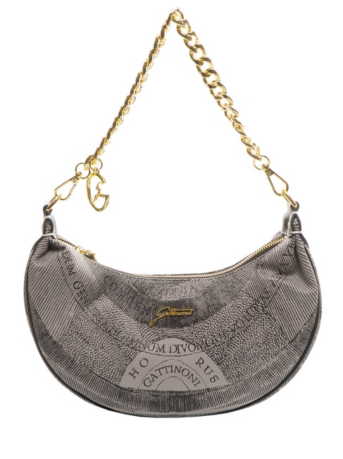 GATTINONI PLANETARIUM Bolso hobo con forma de media luna y correa para el hombro monocromático gris claro/negro - Bolsos Mujer