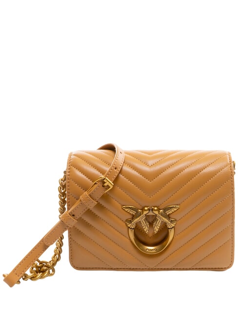 PINKO LOVE CLICK MINI Bolso de napa acolchada turrón-oro antiguo - Bolsos Mujer