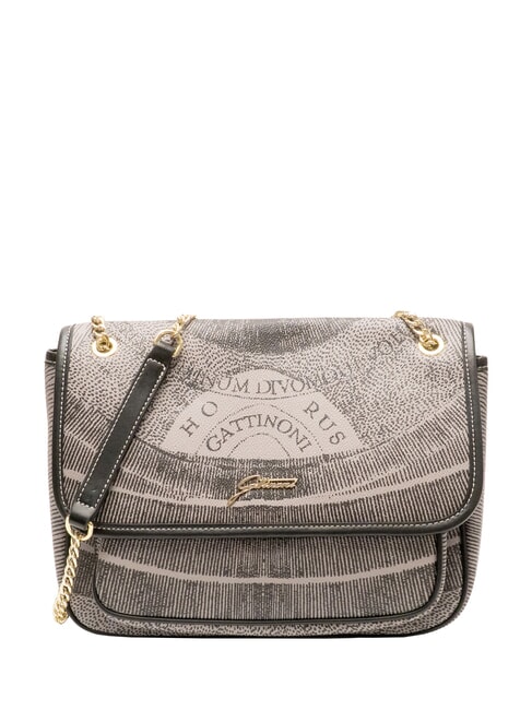 GATTINONI PLANETARIUM Bolso convertible con solapa monocromático gris claro/negro - Bolsos Mujer