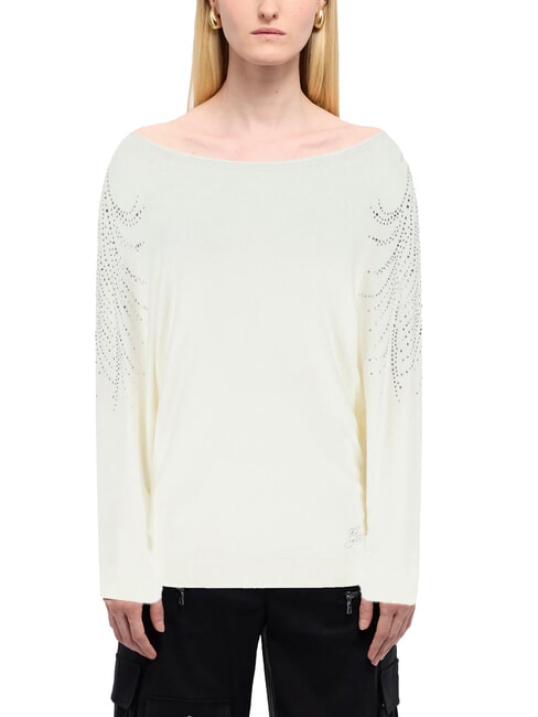 GUESS BAT SLEEVE LORETTA Suéter de cuello barco de corte relajado cremwhi - Suéteres de mujer