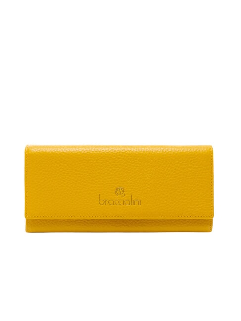 BRACCIALINI BASIC Cartera grande de piel continental amarillo - Carteras Mujer