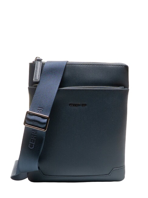 CERRUTI JAKE Bolso plano de piel azul - Bandoleras Hombre