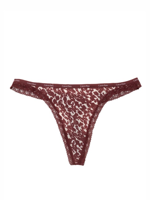 CALVIN KLEIN CK Tanga con encaje animal distorsionado_avena h/ blanco/ leonado - Calzoncillos de mujer