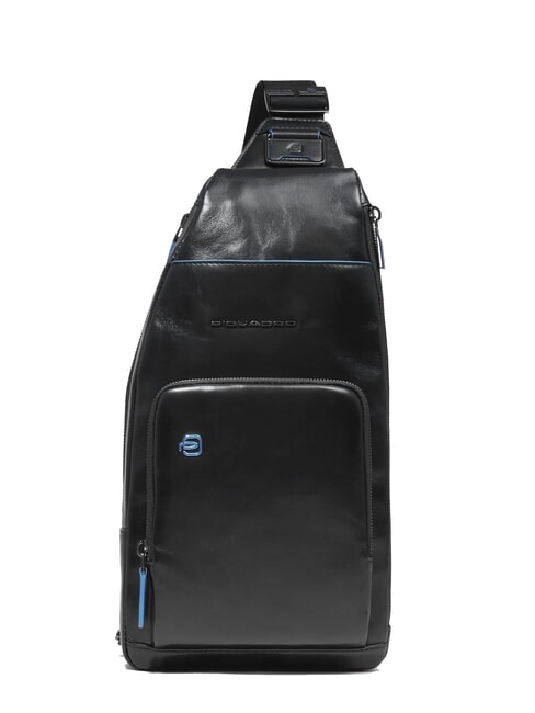 PIQUADRO BLUE SQUARE Mochila bandolera de piel con soporte para mini tablet negro - Bandoleras Hombre