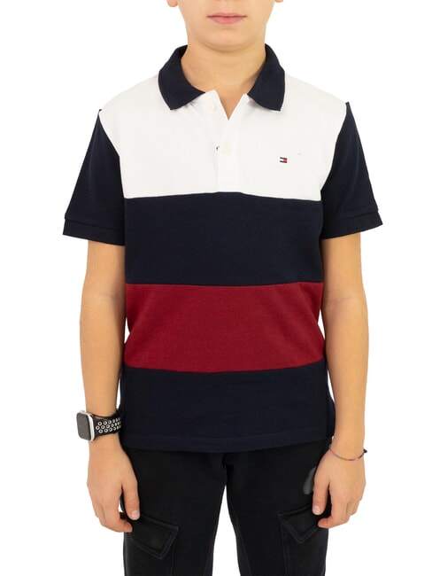TOMMY HILFIGER TH KIDS Polo infantil de manga corta rojo / blanco / azul - Camiseta niño