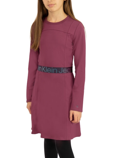CALVIN KLEIN CK KIDS Vestido largo elástico con logo amaranto - Vestidos de niñas