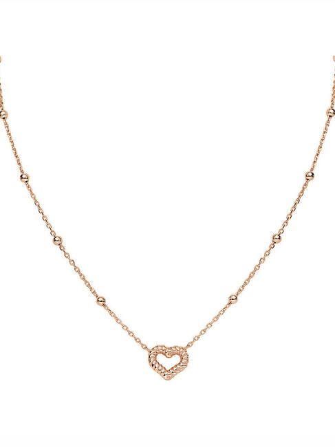 AMEN COCCOLE Collar con corazón y esferas de torchon Rosa - Collares