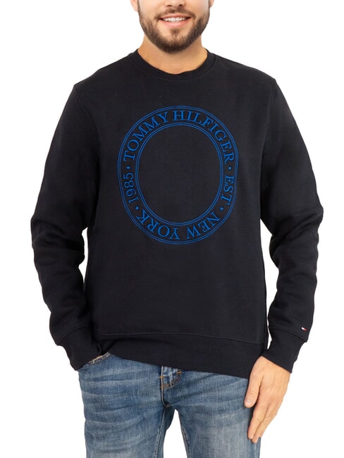 TOMMY HILFIGER TH Sudadera de cuello redondo para hombre con logo cielo del desierto - Sudaderas