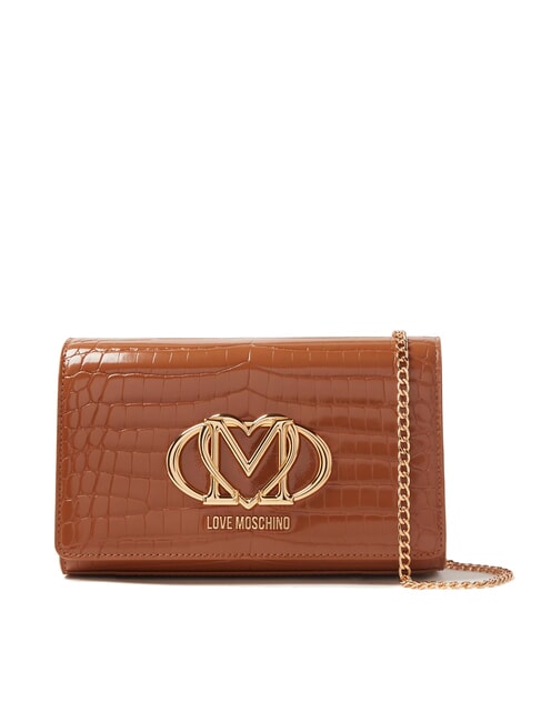 LOVE MOSCHINO CROCO Bolso de hombro camello2 - Bolsos Mujer