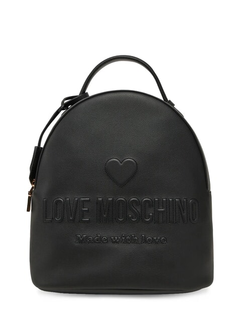 LOVE MOSCHINO LOVE EMBOSSED Mochila con logo cosido negro - Bolsos Mujer