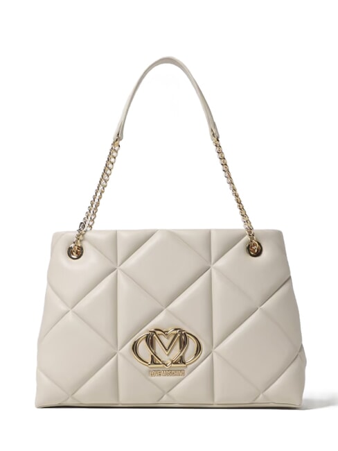 LOVE MOSCHINO GEOMETRIC Bolso bandolera con asas de cadena Marfil - Bolsos Mujer