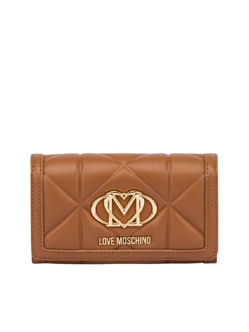 LOVE MOSCHINO LOVE EMBOSSED Cartera grande con solapa camello - Carteras Mujer