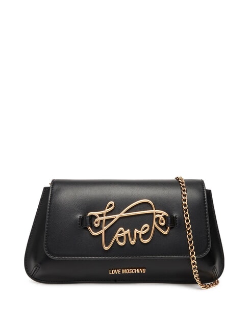 LOVE MOSCHINO SCRIPT Bolso con correa metálica para el hombro negro - Bolsos Mujer