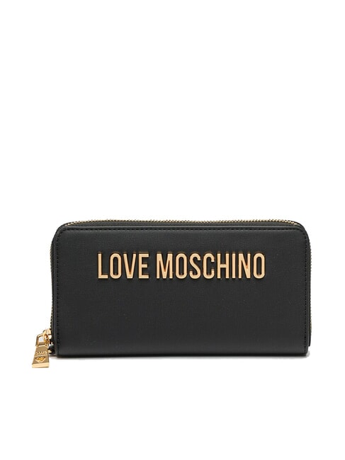 LOVE MOSCHINO LAMINATED BOLD LOVE Cartera grande con correa de muñeca negro - Carteras Mujer