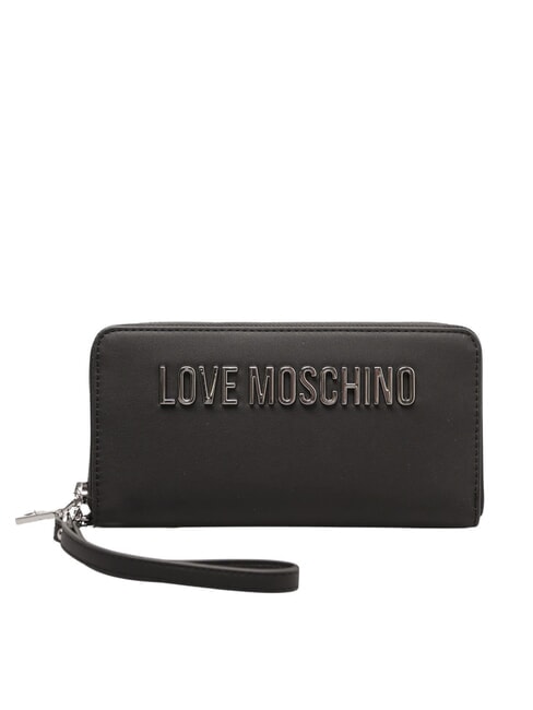 LOVE MOSCHINO LAMINATED BOLD LOVE Cartera grande con correa de muñeca po00bx - Carteras Mujer