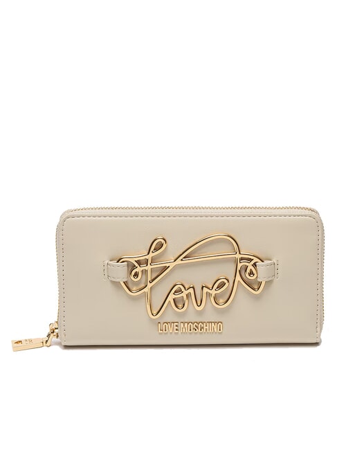 LOVE MOSCHINO SCRIPT Cartera grande con cremallera Marfil - Carteras Mujer