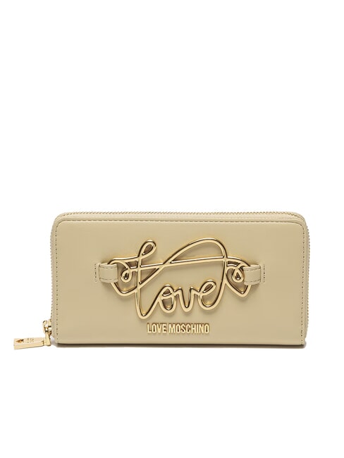 LOVE MOSCHINO SCRIPT Cartera grande con cremallera beige - Carteras Mujer