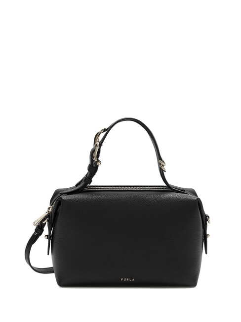 FURLA DOUBLE Bolso bandolera de piel con correa para el hombro negro - Bolsos Mujer