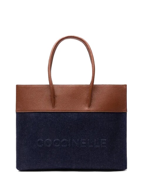 COCCINELLE MYRTHA DENIM Bolso de hombro guarida azul/coñac - Bolsos Mujer