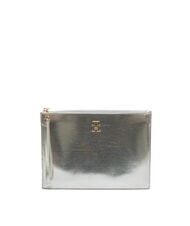 TOMMY HILFIGER TH MONOGRAM Clutch tipo sobre con correa de mu&ntilde;eca plata met&aacute;lica - Bolsos Mujer - 1