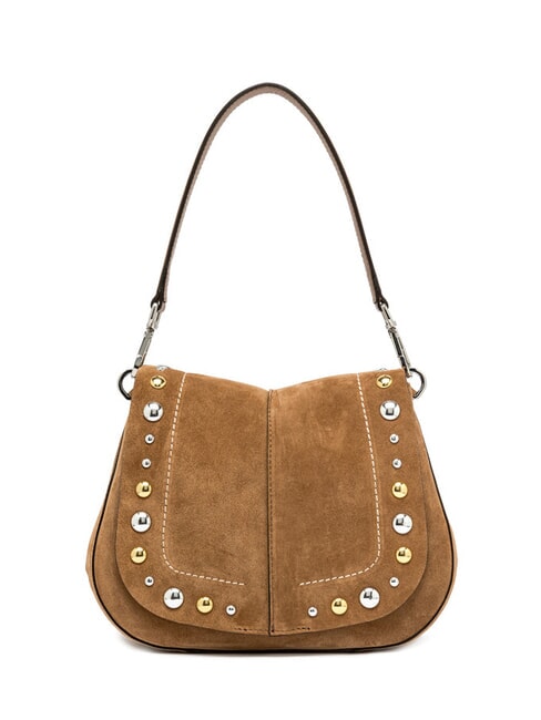 GIANNI CHIARINI HELENA ROUND Bolso de ante de doble función caramelo - Bolsos Mujer