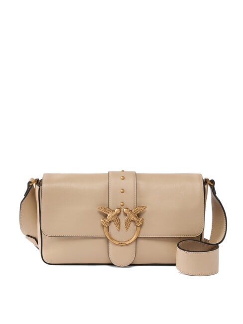 PINKO LOVE ONE CLASSIC SLOUCHY Bolso de hombro de piel beige-gris ahumado-oro antiguo - Bolsos Mujer