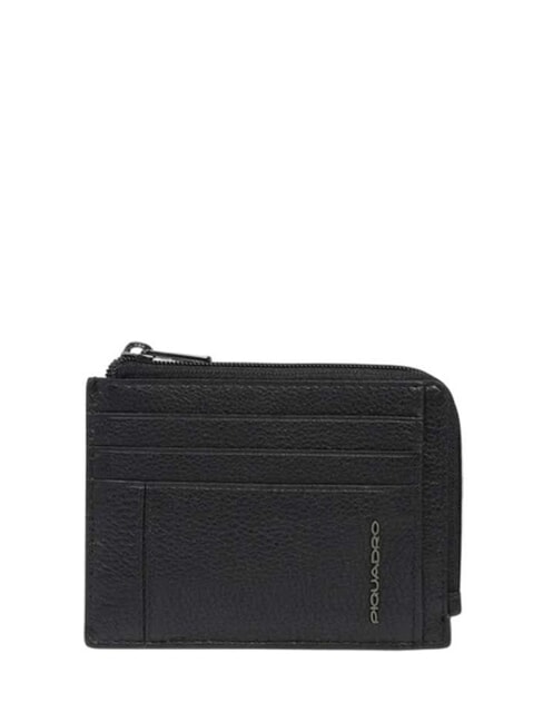 PIQUADRO CRONUS Tarjetero de cuero negro - Carteras Hombre