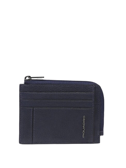 PIQUADRO CRONUS Tarjetero de cuero azul - Carteras Hombre