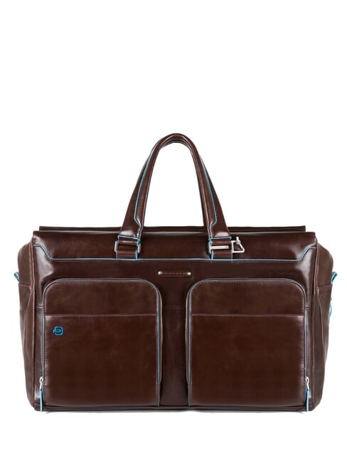 PIQUADRO BLUE SQUARE Bolsa de lona de cuero, soporte para portátil de 15" CAOBA - Bolsas de viaje