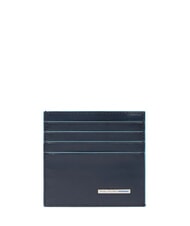 PIQUADRO BLUE SQUARE Tarjetero de cuero azul - Carteras Hombre - 1