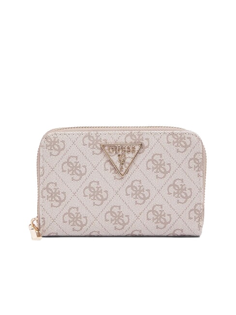 GUESS LAUREL 2 Cartera mediana con cremallera y logotipo 4G logotipo de color topo oscuro - Carteras Mujer