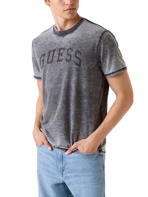 GUESS MARINE LOGO Camiseta de manga corta con efecto desteñido jetbla - camiseta