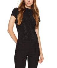 GUESS MOCK NECK ALL OVER 4G Camiseta slim fit con pedrería - camiseta