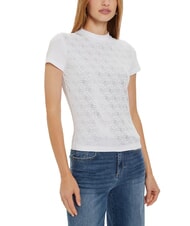 GUESS MOCK NECK ALL OVER 4G Camiseta slim fit con pedrería purwhite - camiseta - 1