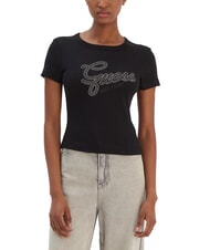 GUESS STUDS SCRIPT Camiseta de manga corta de corte entallado jetbla - camiseta - 1