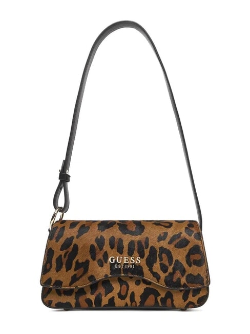 GUESS DOMITILLA Bolso de hombro de piel St. Animalier leopardo - Bolsos Mujer