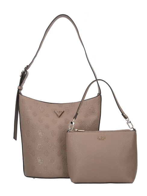 GUESS CRESIDIA Bolso de cubo con clutch logotipo de color topo oscuro - Bolsos Mujer