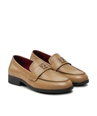 TOMMY HILFIGER THE LEATHER CLASSIC Mocasines de piel para mujer caqui - Zapatos Mujer - 1